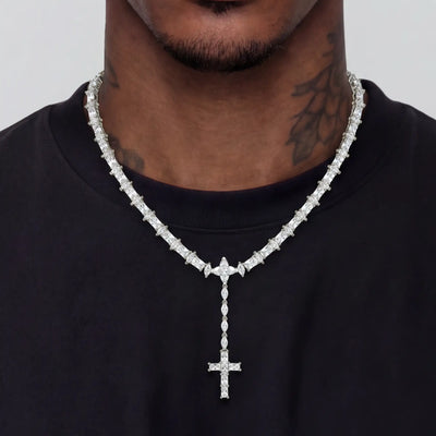 Moissanite Iced Divine Rosary Necklace