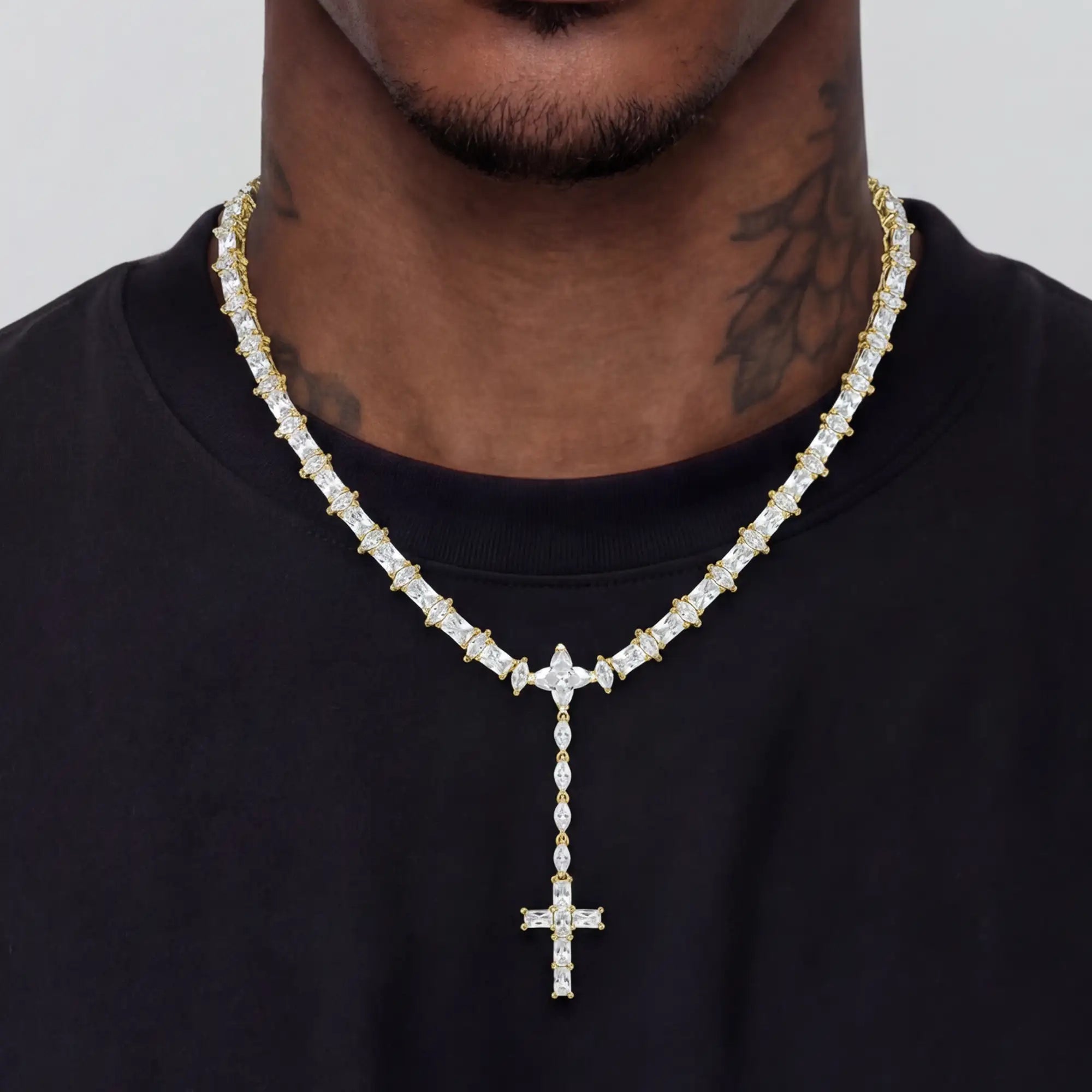 Moissanite Iced Divine Rosary Necklace