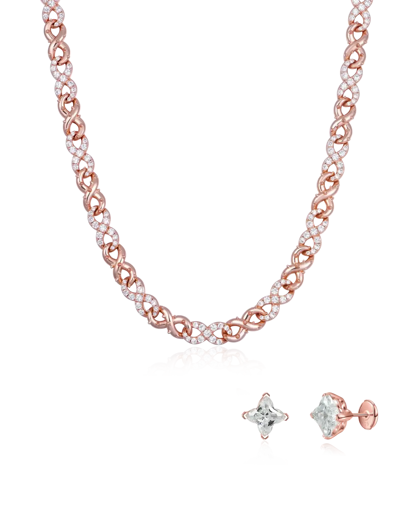 Infinity Thorn Chain & Clover Earring Set