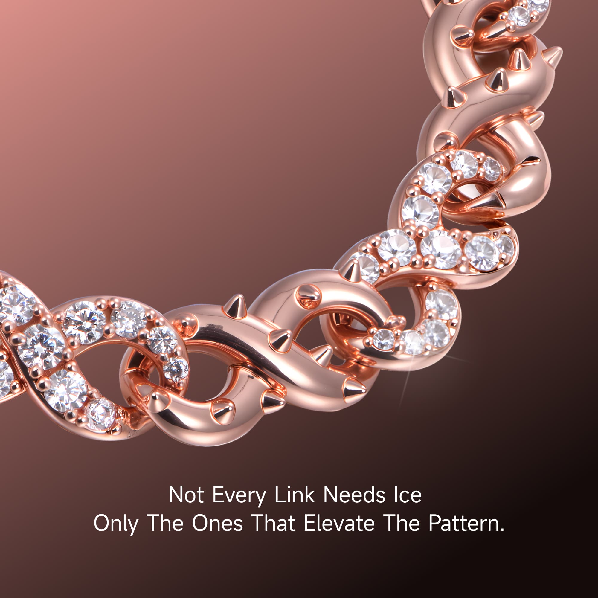Rose Gold Sculpted Thorns Duo Chain & Bracelet Set - Trendy