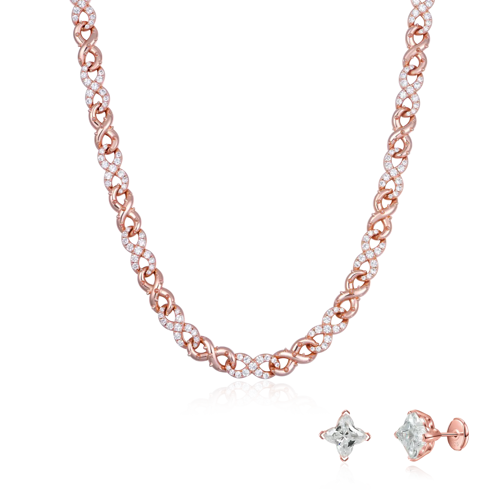 Infinity Thorn Chain & Clover Earring Set