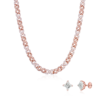 Infinity Thorn Chain & Clover Earring Set
