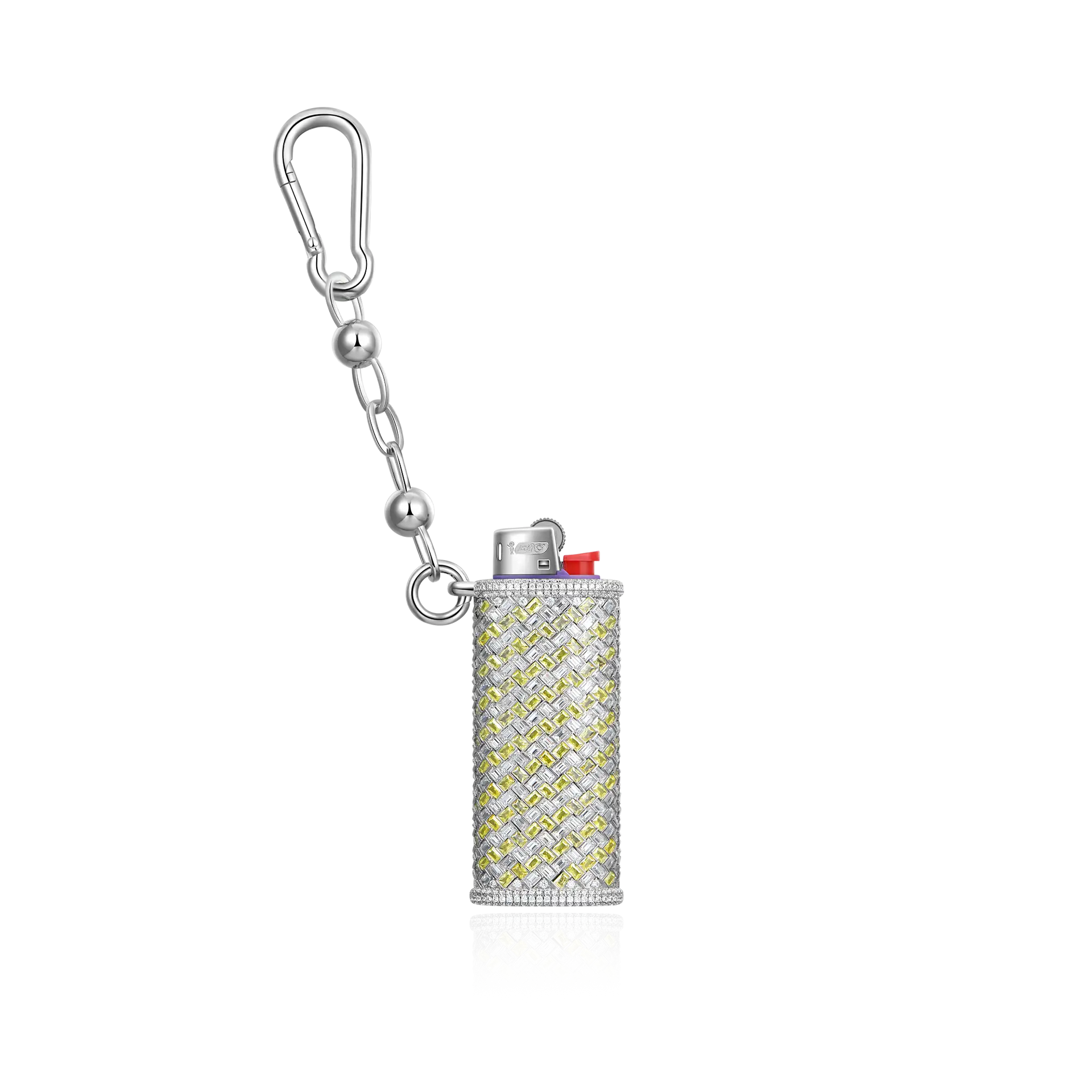 18K White Gold Woven Canary Lighter Case - Pants Chain| Key Chain