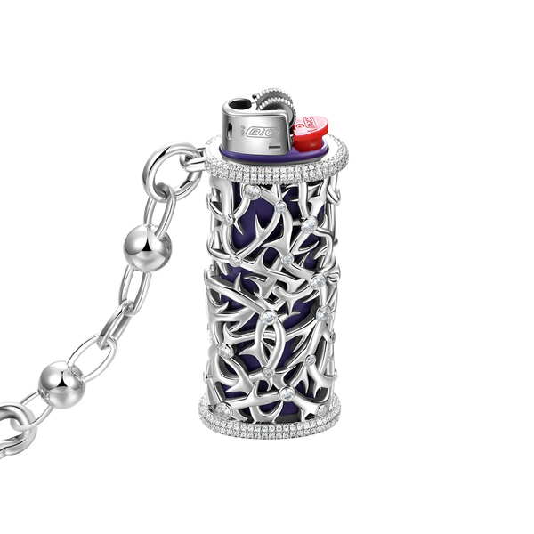 18K White Gold Thorn Encase Lighter Case - Pants Chain|Key Chain