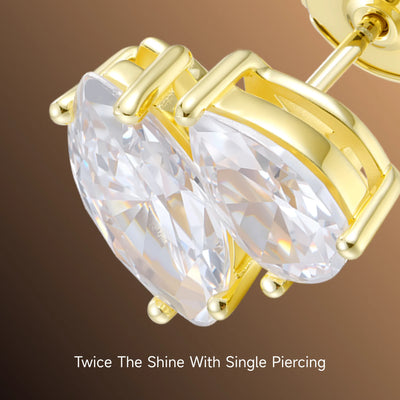Moissanite S925 Toi et Moi Marquise & Pear Stud Earrings