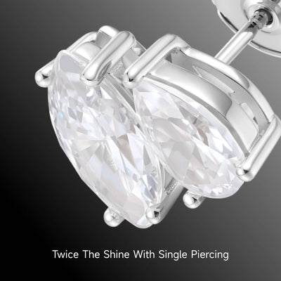 Moissanite S925 Toi et Moi Marquise & Pear Stud Earrings