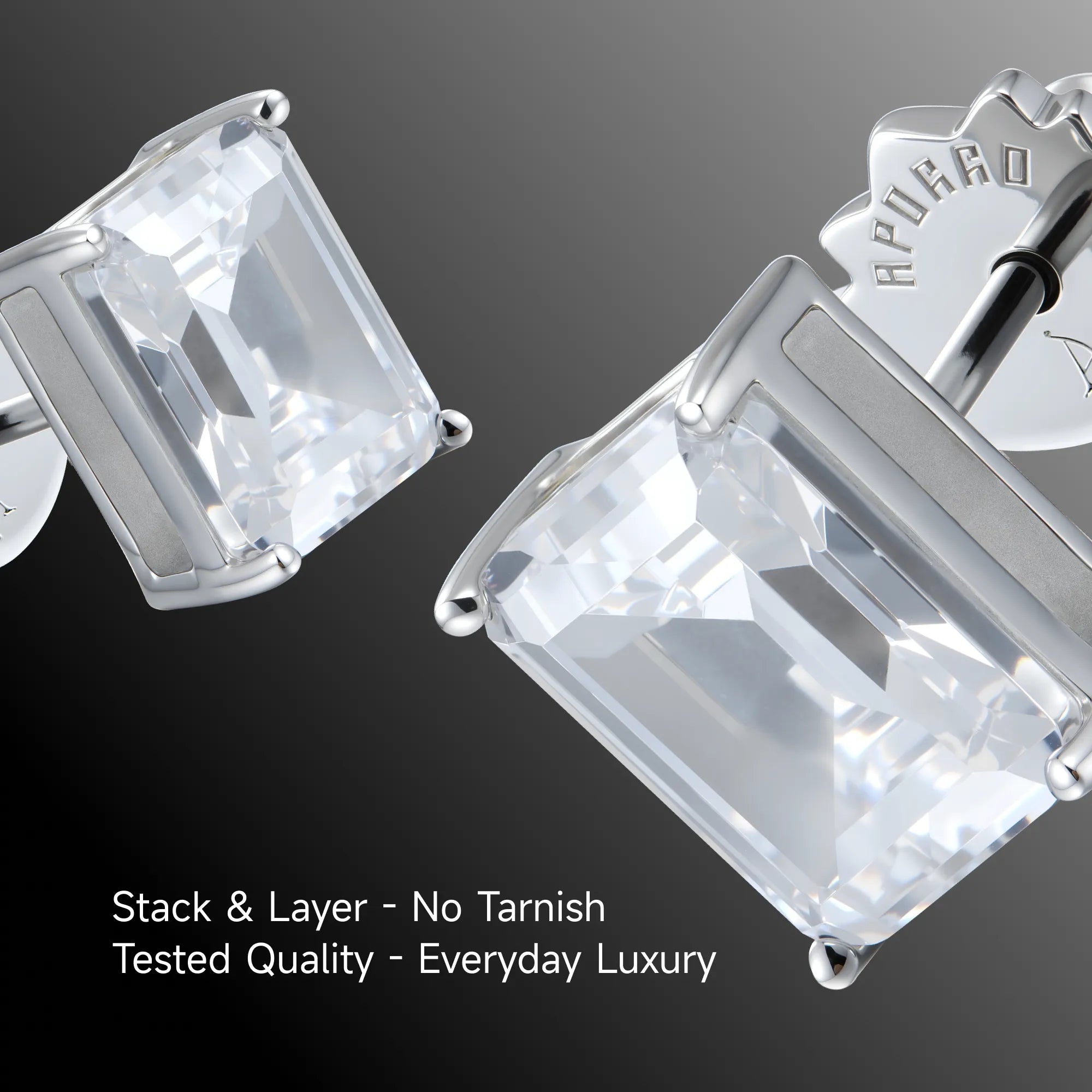 Moissanite Emerald Cut Stud Earrings