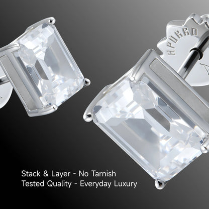 Moissanite Emerald Cut Stud Earrings