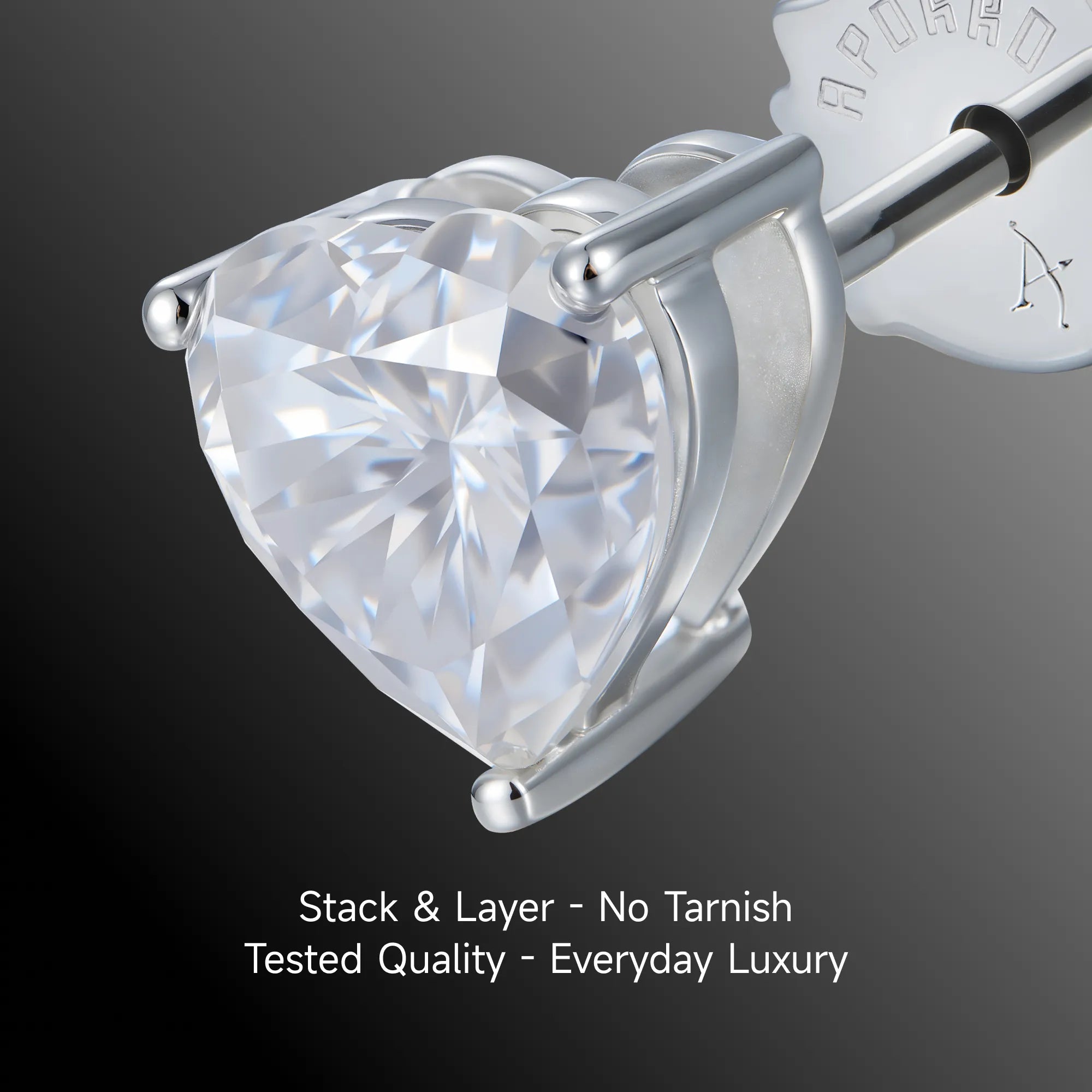 Moissanite Heart Stud Earrings
