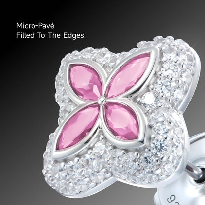 Moissanite Luminous Clover Earrings - Pink Diamond