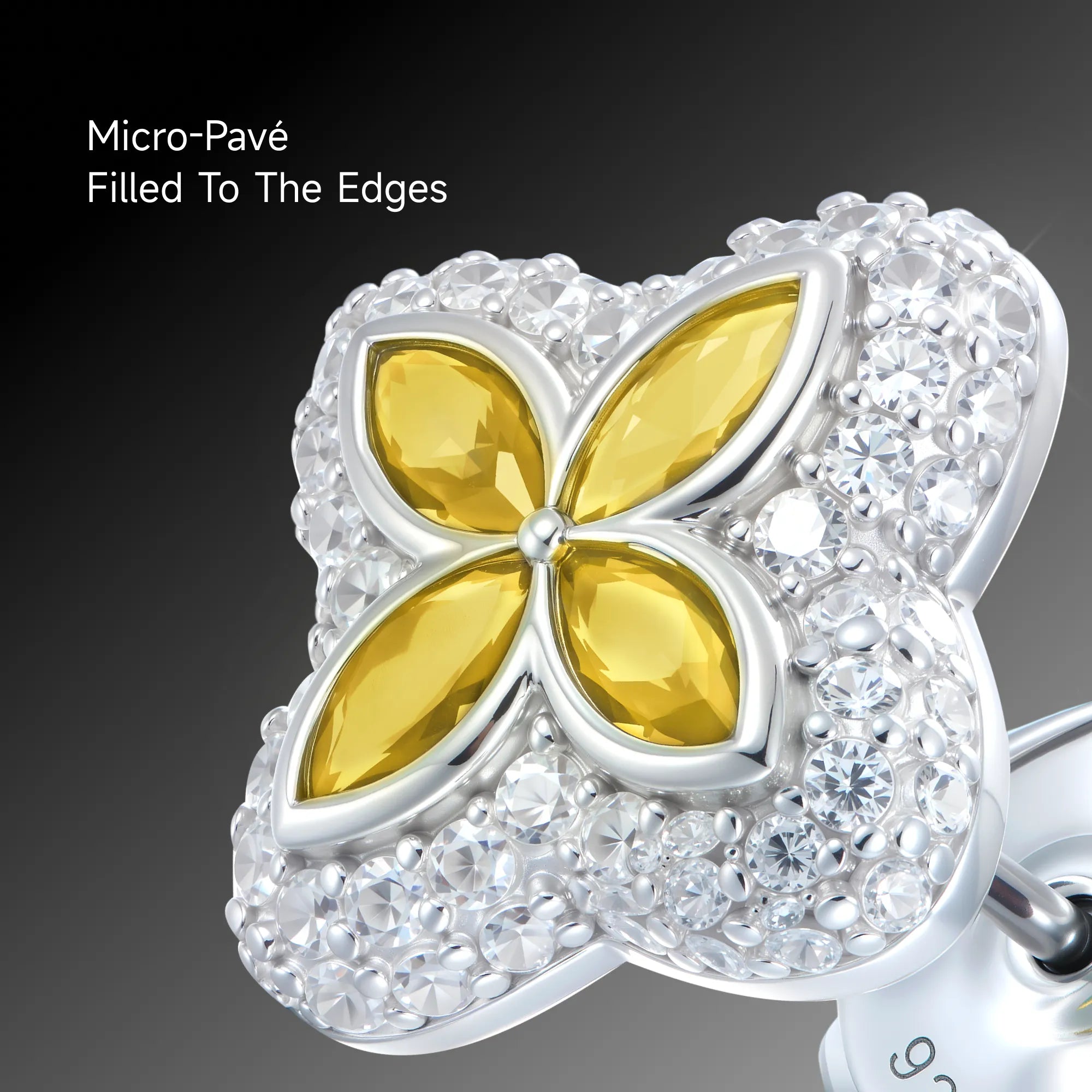 Iced Luminous Clover Earrings - Yellow Diamond
