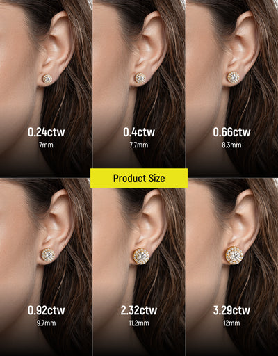 Moissanite Halo Round Cut Stud Earring