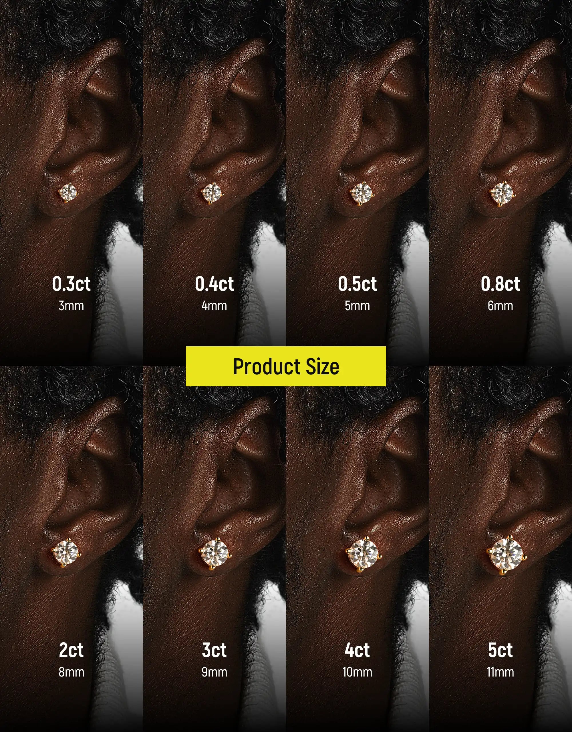 Moissanite Round Cut Stud Earring
