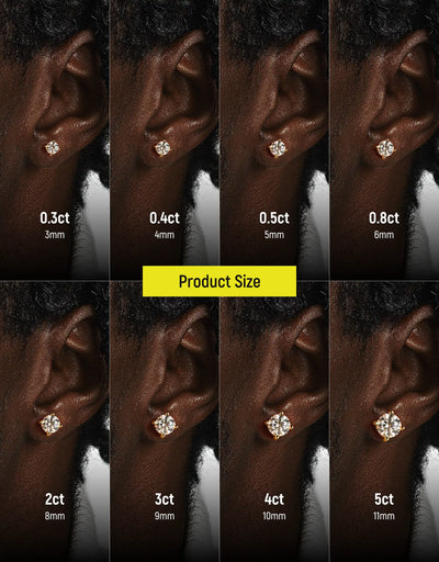 Moissanite Round Cut Stud Earring