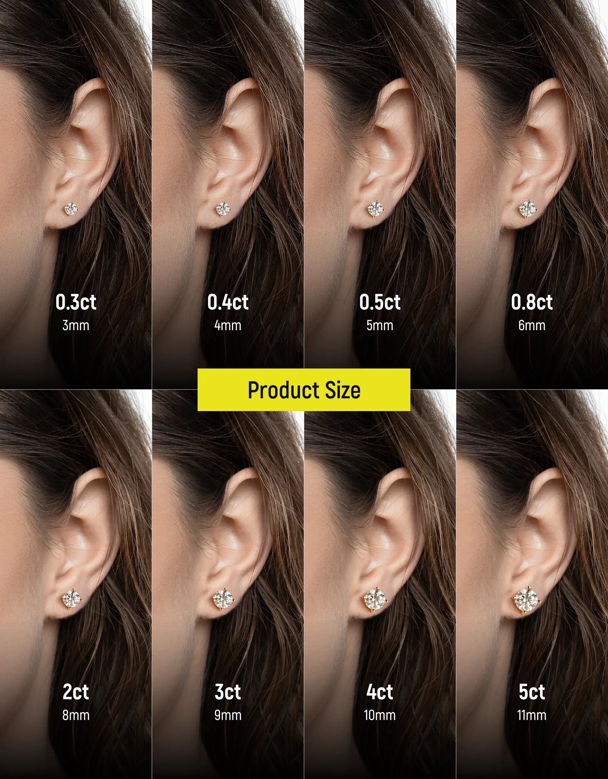 Moissanite Round Cut Stud Earring