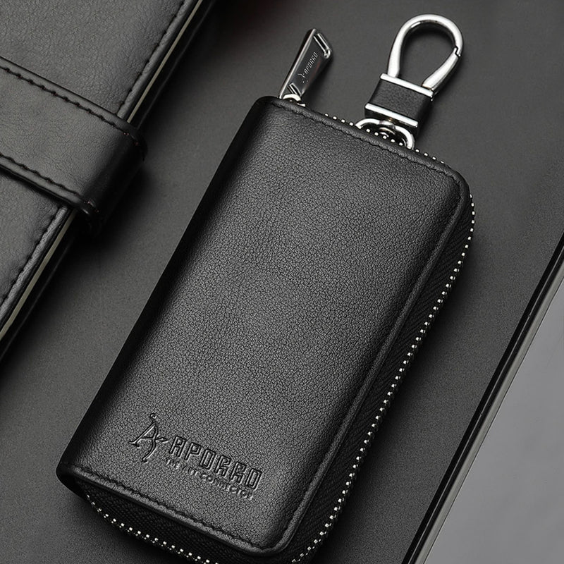 Leather Styles Compact Key Organizer with Leather Cover and Keyring - APORRO