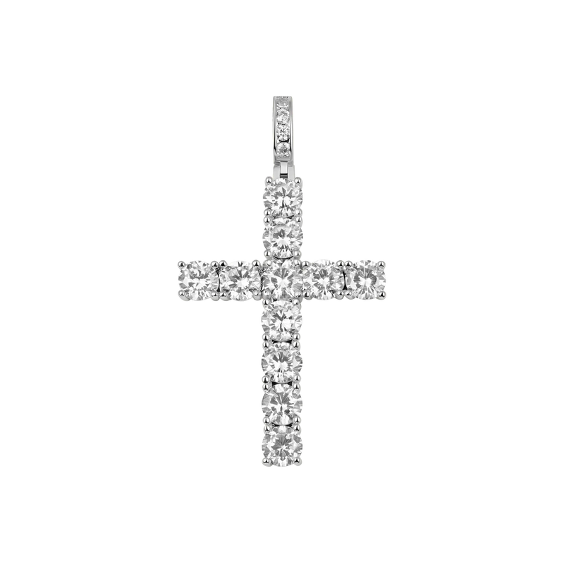 14K Gold Iced Out Tennis Cross - Religious Jewels - APORRO