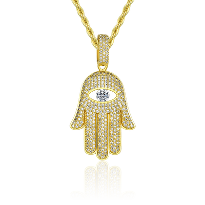 Iced Hamsa Pendant