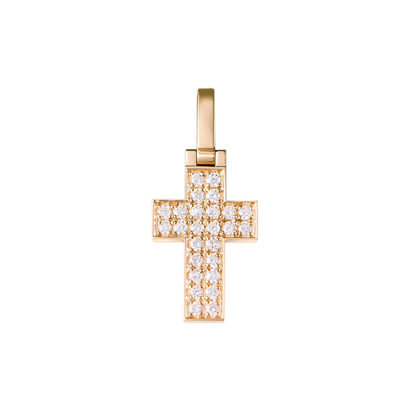 Iconic 18K Solid Gold Diamond Cross Pendant - Fine Jewelry - APORRO