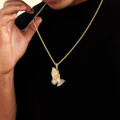 Moissanite Praying Hand Pendant
