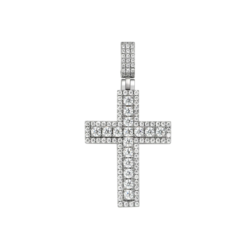 Iced Double Layered Cross Pendant - APORRO