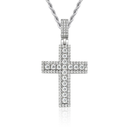 Women's Iced Double Layered Cross Pendant