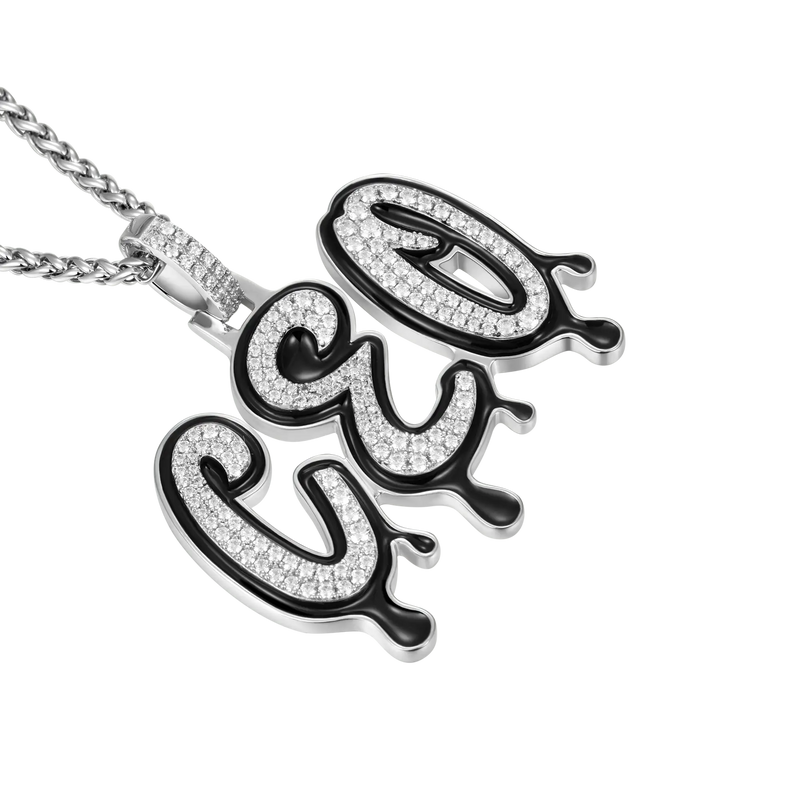 Custom Iced Out Enamel Dripping Font Pendant