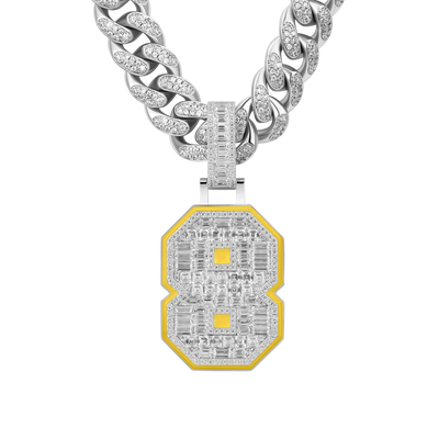 Custom Emerald Cut Moissanite University Font Letter/Number Pendant