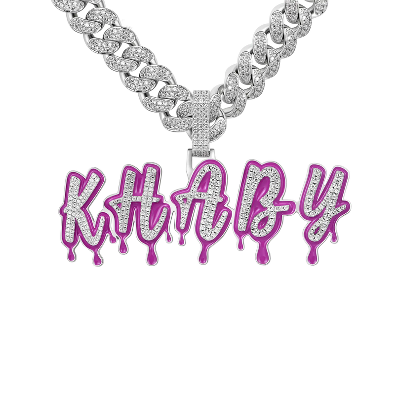 Custom Iced Out Enamel Dripping Font Pendant