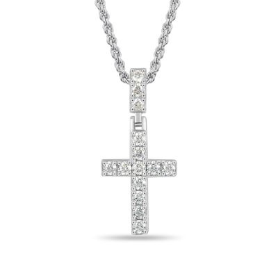 Moissanite Solid Tennis Cross Pendant