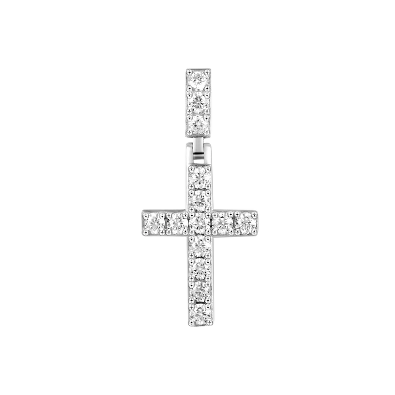Tennis Cross Pendant - White Gold - APORRO