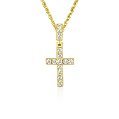 Solid Tennis Cross Pendant - Small