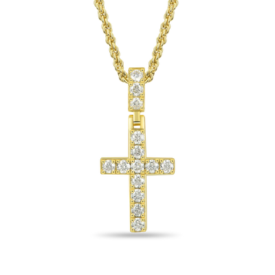 Moissanite Solid Tennis Cross Pendant