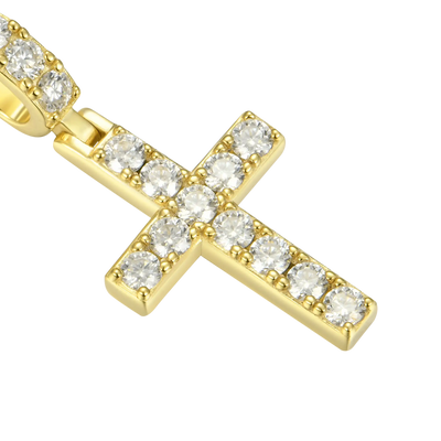 Solid Tennis Cross Pendant - Small