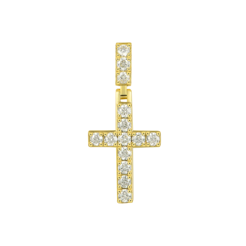 Tennis Cross Pendant - Yellow Gold - APORRO