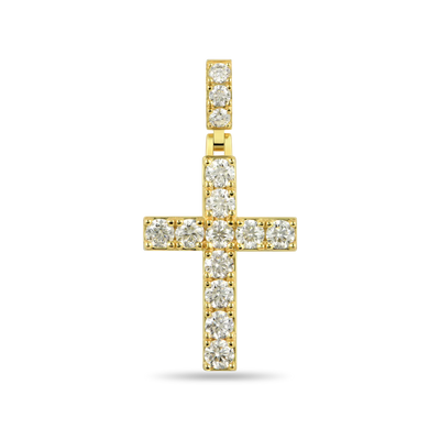 Solid Tennis Cross Pendant in Yellow Gold - Medium