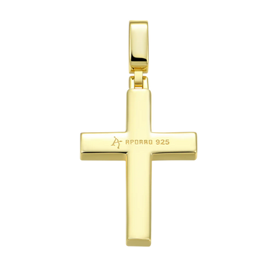 Solid Tennis Cross Pendant in Yellow Gold - Medium