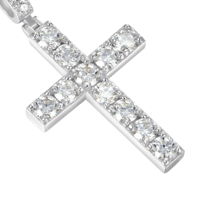 Solid Tennis Cross Pendant - Large