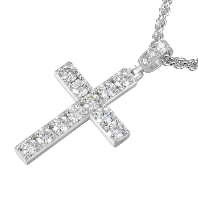 Solid Tennis Cross Pendant - Large