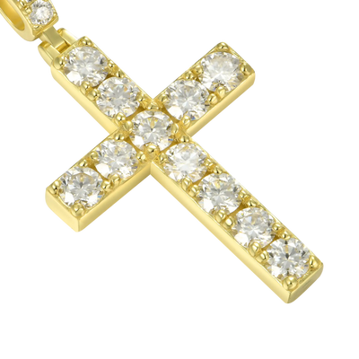Solid Tennis Cross Pendant - Large