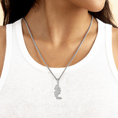 Moissanite Round Cut Map of Mexico Pendant