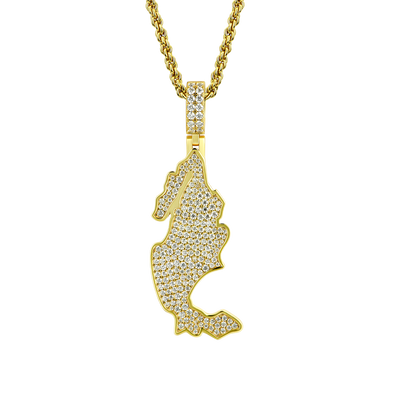 Moissanite Round Cut Map of Mexico Pendant