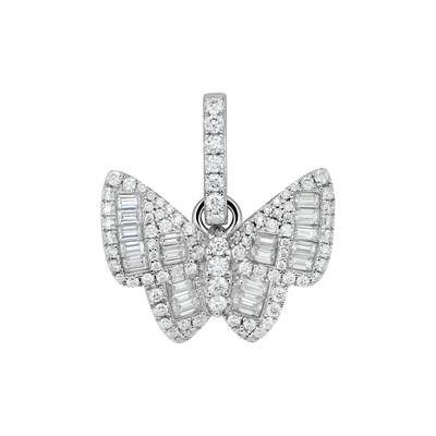 Moissanite Mixed Baguette Cut Butterfly Pendant