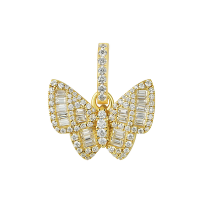 Moissanite Mixed Baguette Cut Butterfly Pendant