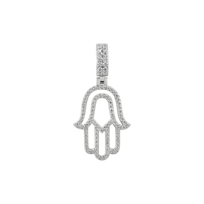 Moissanite Round Cut Hollow Hamsa Pendant