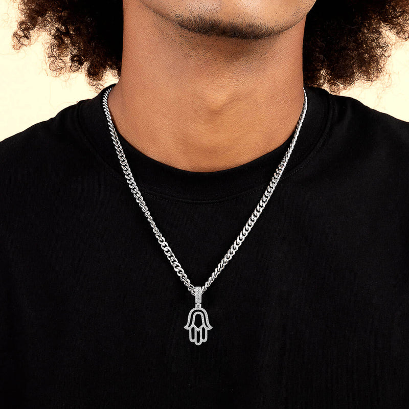 Round Cut Hollow Hamsa Pendant - APORRO