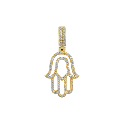 Moissanite Round Cut Hollow Hamsa Pendant