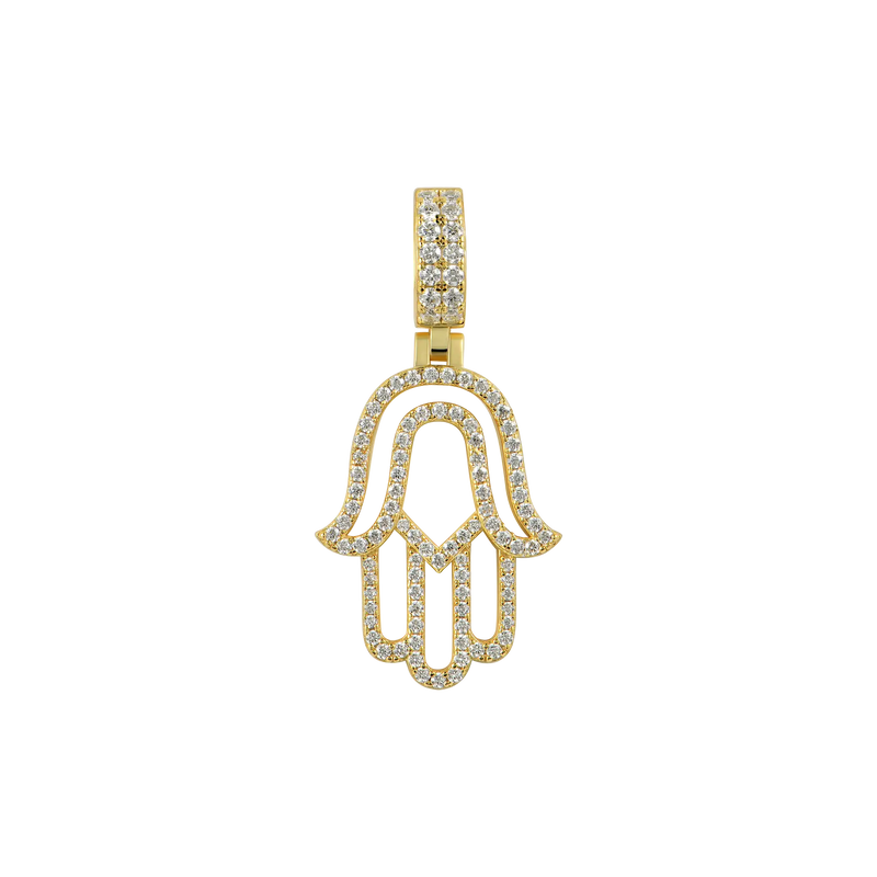 Round Cut Hollow Hamsa Pendant - APORRO