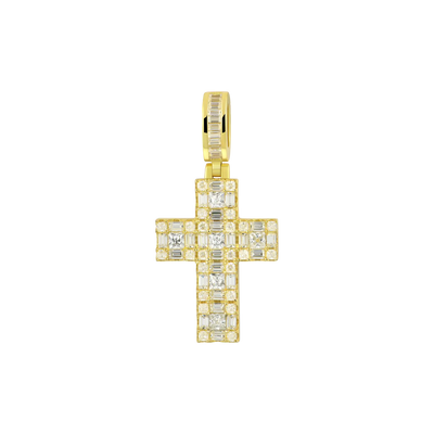 Moissanite Halo Cross Pendant - Princess Cut