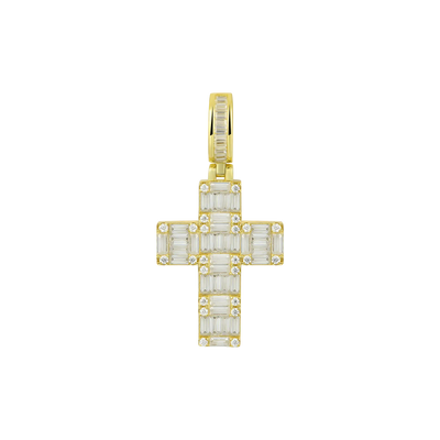 Halo Cross Pendant - Baguette Cut